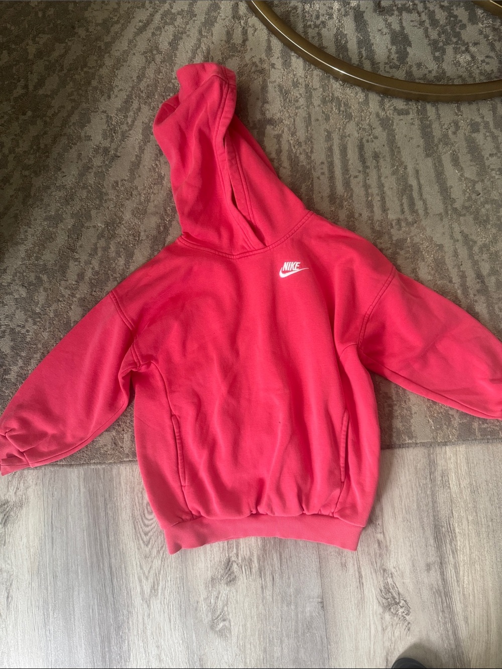 Nike Kids Hot Pink Hooded Sweatshirt with White Logo